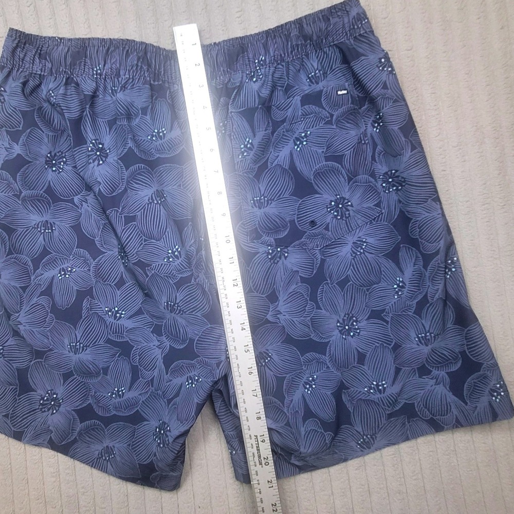 Hurley Mens XL Blue Floral Board Shorts Swim Trunks Drawstring Elastic Waist - Picture 5 of 8